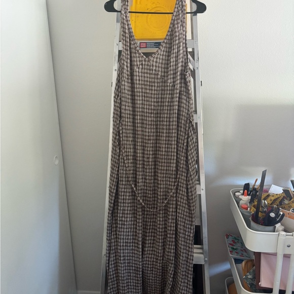 Afends seersucker maxi dress in coffee check - Picture 3 of 6